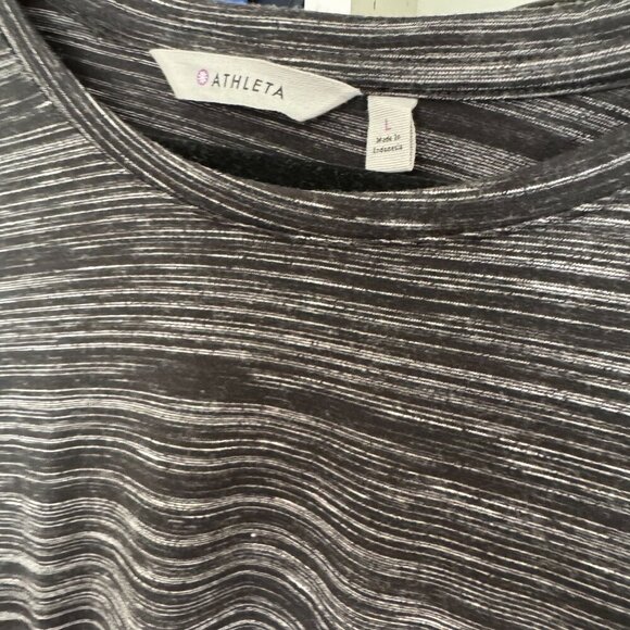 Athleta Downtown Dress – Black/Gray Stripe – Size Large - Picture 2 of 5